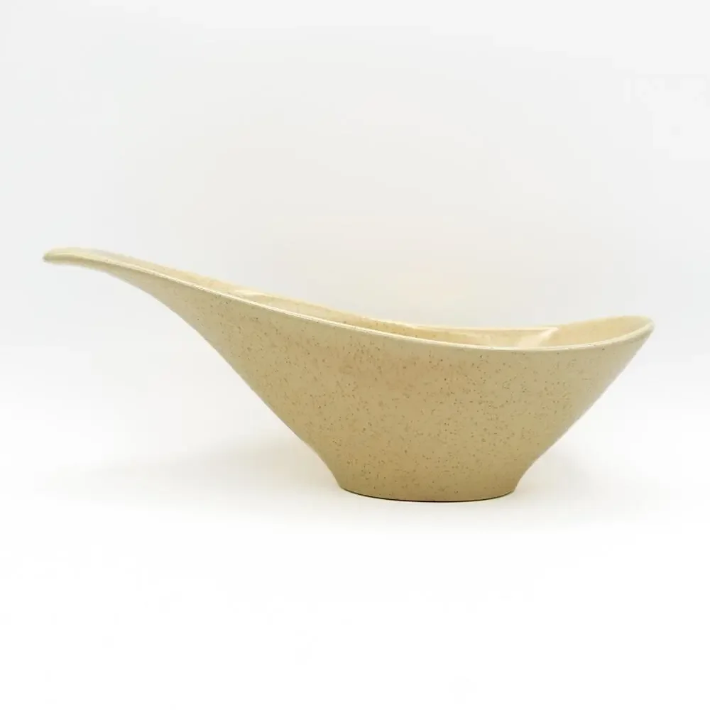 Metlox Poppytrail Mid Century Speckled Freeform Yellow Gravy Boat Serving Dish